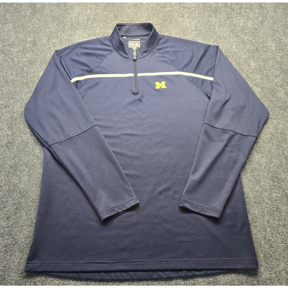 Michigan Wolverines Adidas Clima Warm 1/4 Zip Pullover Navy Lightweight LARGE